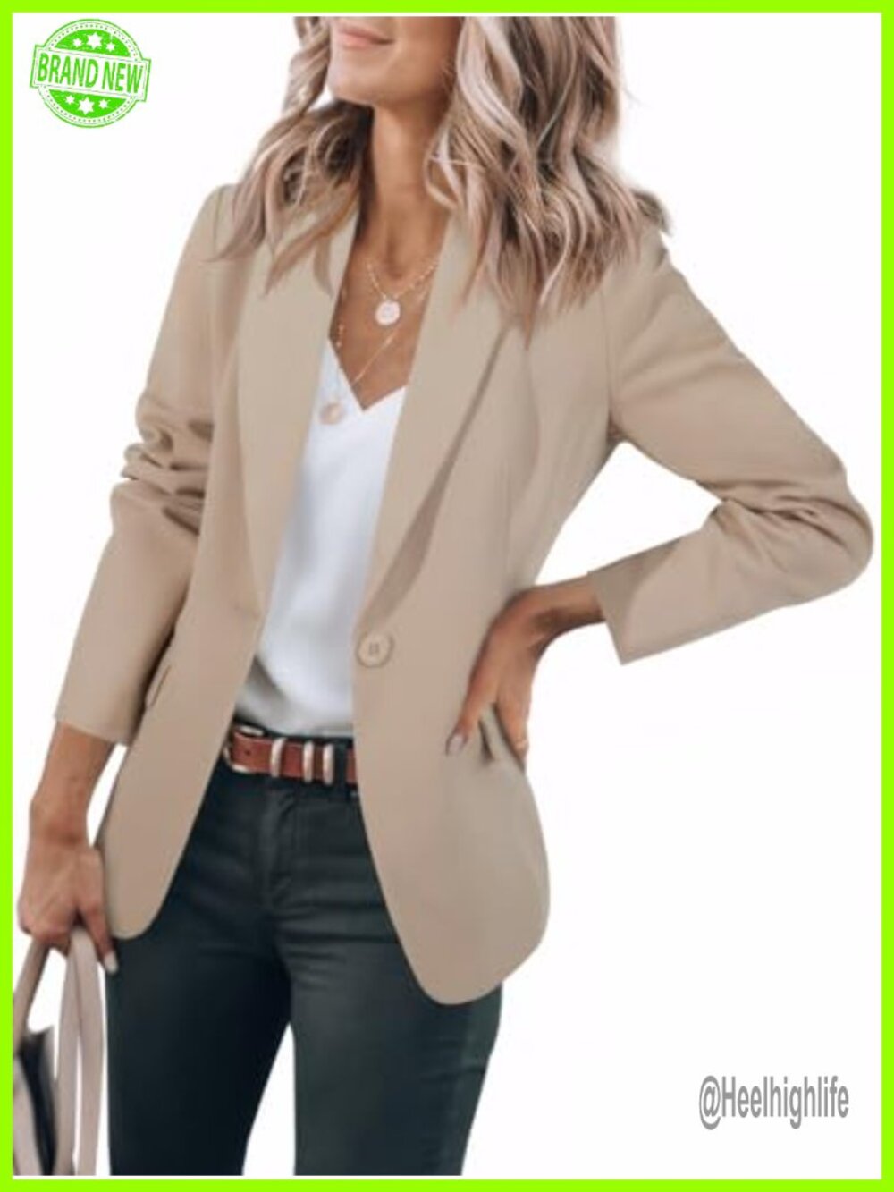 Womens Long Sleeve Open Front Blazer Slim Fit Work Office Suit Jacket
